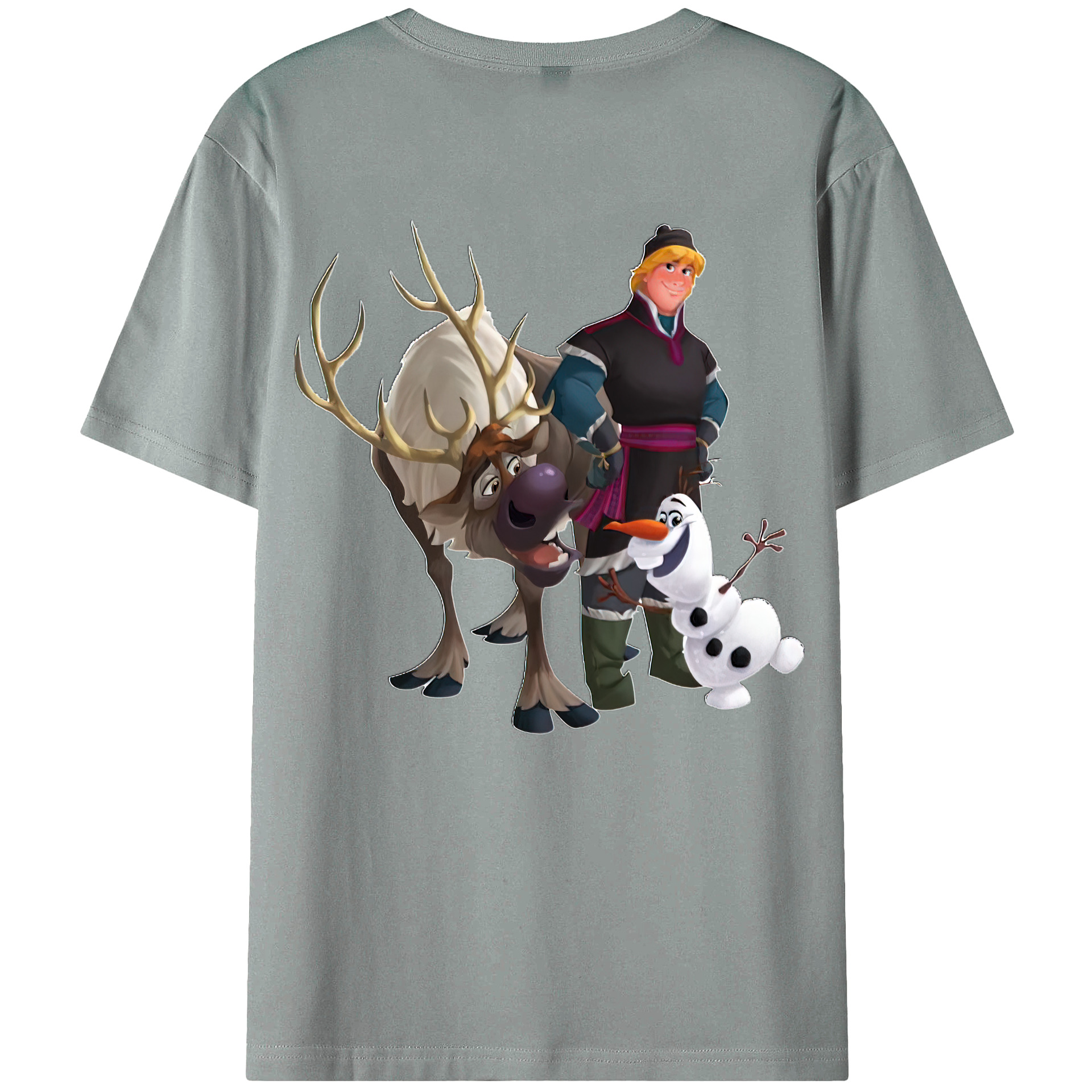 （画像用） アナと雪の女王 アンナ エルサ Frozen Anna Elsa 綿100％ メンズ半袖Tシャツ（バックプリント） 通気性